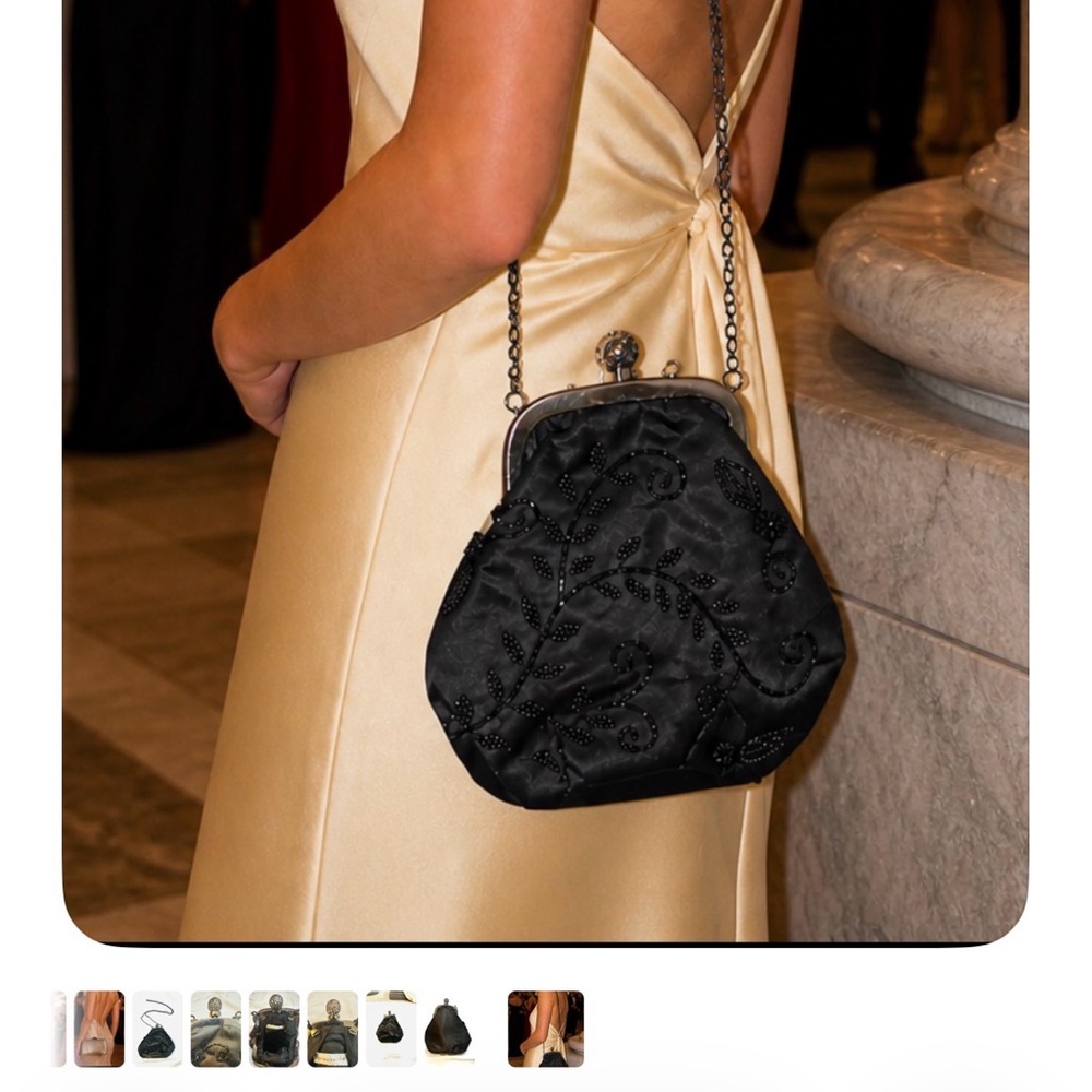 ✨ Vintage Black Beaded Satin Clasp Evening Bag | Formal Mini Purse ✨